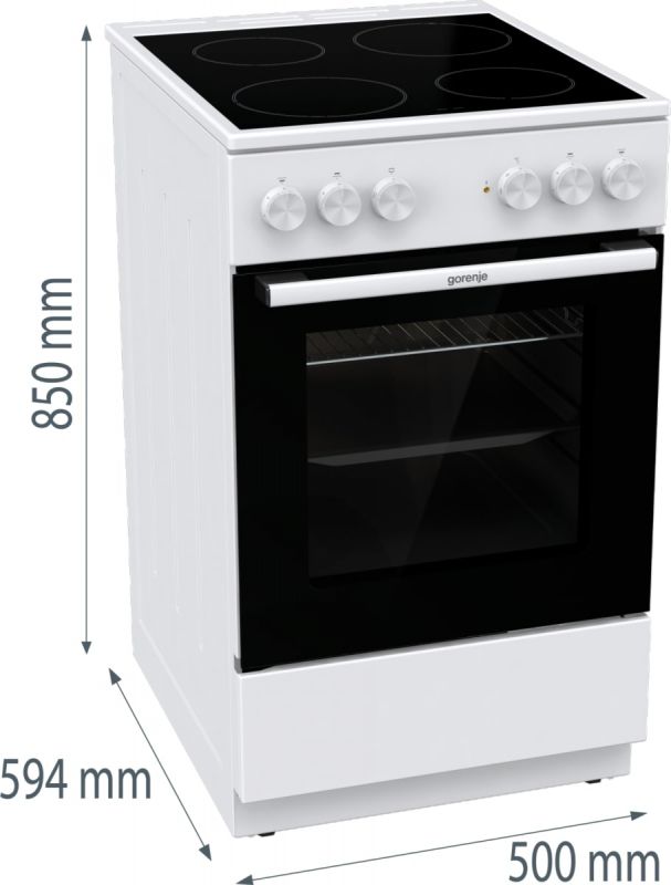 Плита Gorenje електрична склокерамічна, 68л, 50x60см, білий