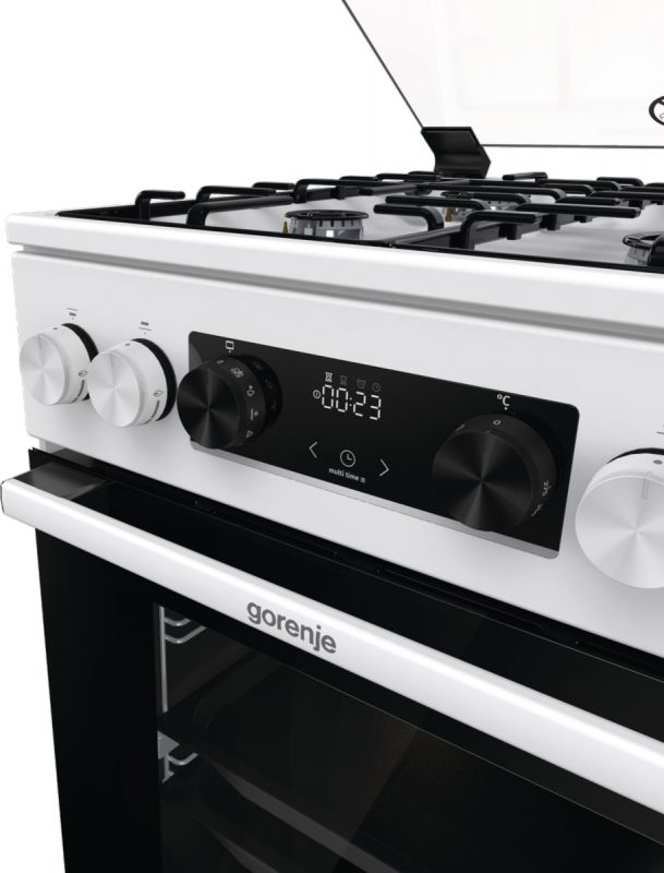 Плита Gorenje комбінована, 70л, 50x60см, дисплей, IconLed, емальовані, білий