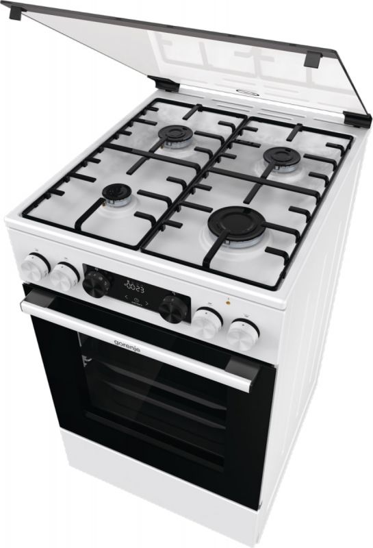 Плита Gorenje комбінована, 70л, 50x60см, дисплей, IconLed, емальовані, білий
