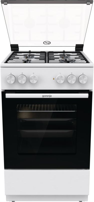 Плита Gorenje комбінована, 62л, 50x60см, газ-контроль, емальовані, білий