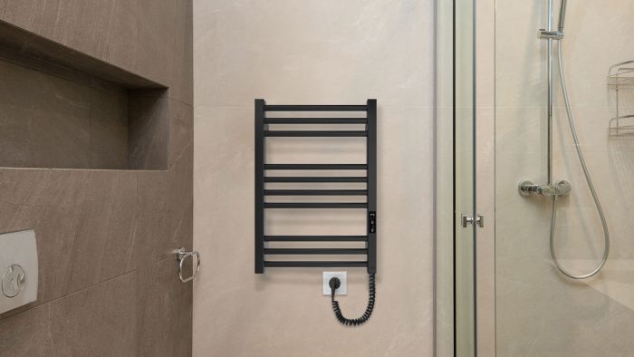 Рушникосушка Hygge Family електрична Derby, 570х430х80мм, таймер-регулятор, сталь, чорний матовий