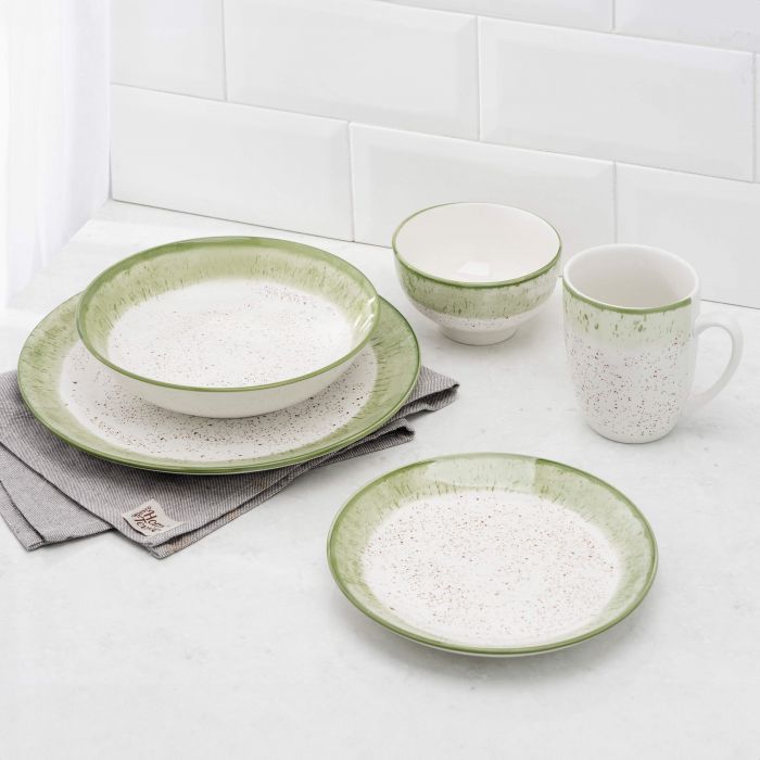 Тарілка обідня Ardesto Siena, 27см, порцеляна, біло-зелений