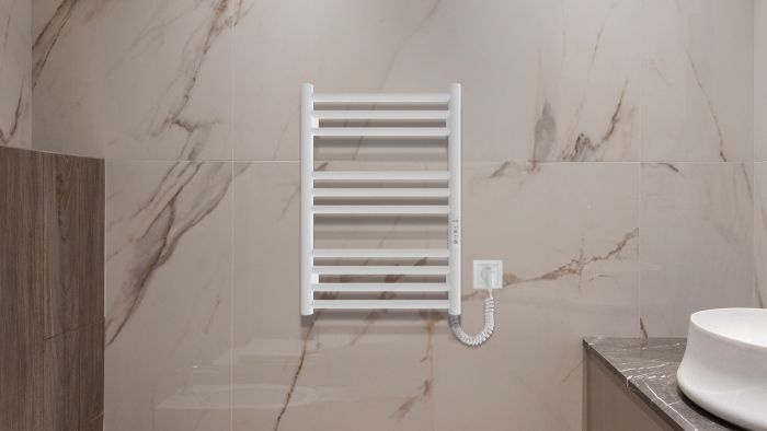 Рушникосушка Hygge Family електрична Greenwich, 570х430х80мм, таймер-регулятор, сталь, білий матовий