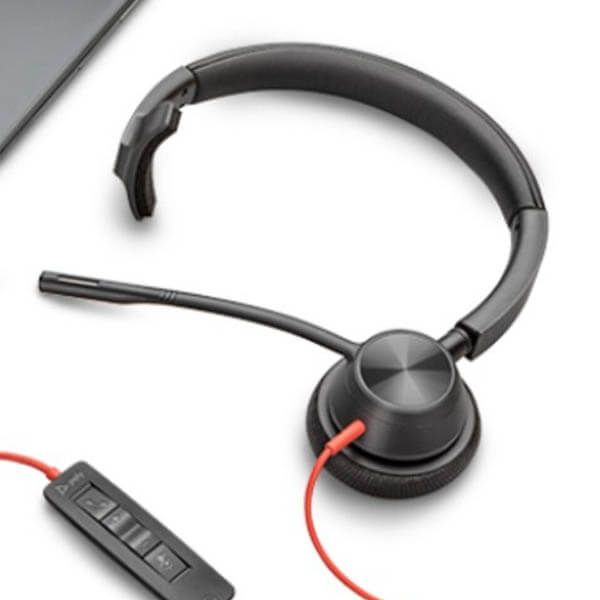Гарнітура комп'ютерна моно On-ear Poly Blackwire 3310-M, USB-A, USB-C, всеспрямований, Microsoft Teams, чорний