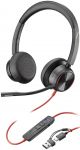 Гарнітура комп'ютерна стерео On-ear Poly Blackwire 8225-M, USB-A, USB-C, всеспрямований, ANC, Acoustic Fence, Microsoft Teams, чорний