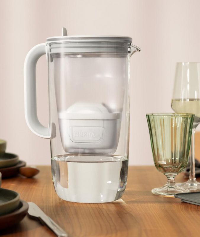 Фільтр-глечик Brita Glass Jug One скляний 2.5л (1.7л очищеної води) з фільтр-картриджем, синій