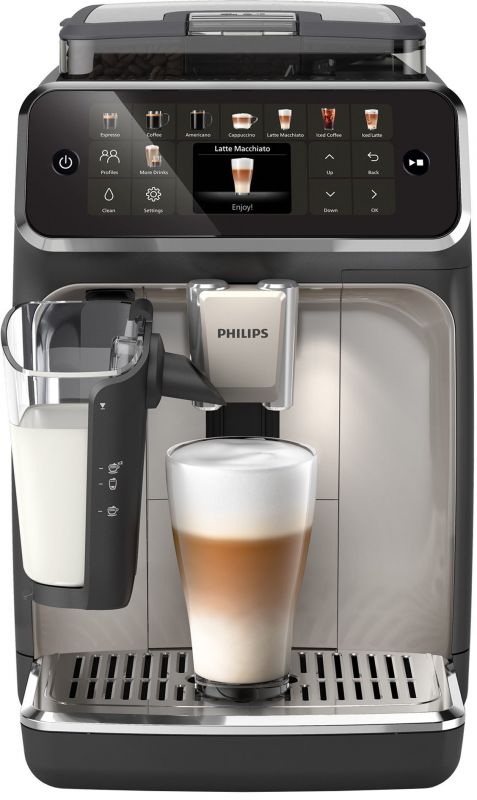 Кавомашина Philips Series 5500, 1.9л, зерно+мелена, автомат.капуч, дисплей, авторецептів -12, чорно-срібний