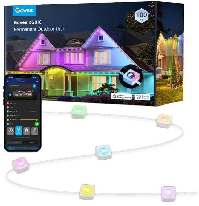 Гірлянда Smart LED Govee H705A Permanent Outdoor Lights, RGBIC, IP67, 30м, кабель прозорий