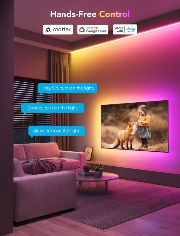 Стрічка світлодіодна розумна Govee H100E LED Strip Light M1 Matter Compatible 1m extension of H61E1, 1м, RGBIC , WI-FI/Bluetooth, білий