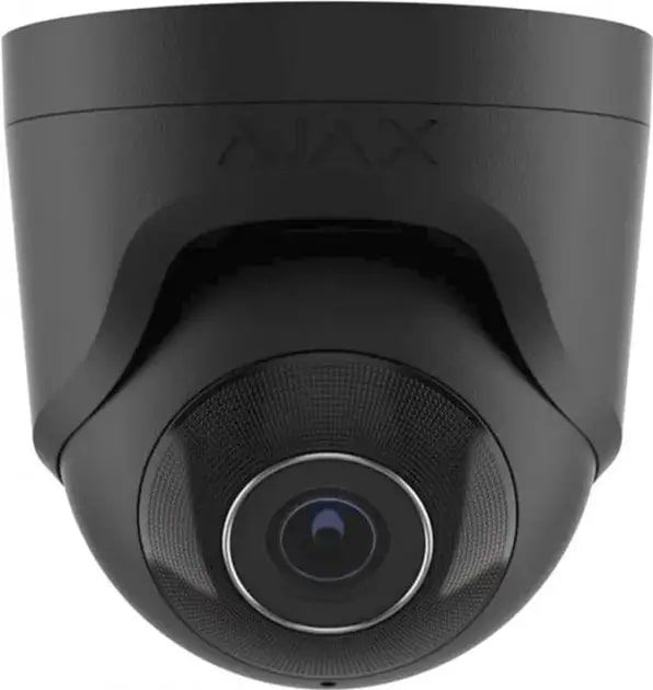 IP-Камера дротова Ajax TurretCam, 5мп, 2.8мм, Poe, True WDR, IP 65, ІЧ 35м, аудіо, кут огляду 100° до 110°, купольна, чорна