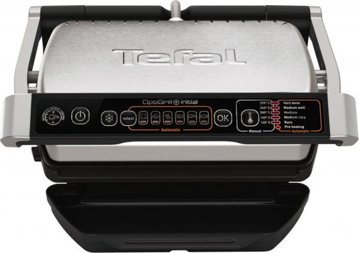 Гриль Tefal притискний OptiGrill+ Initial 2000Вт, темп. режимів-5, знімні пластини, метал