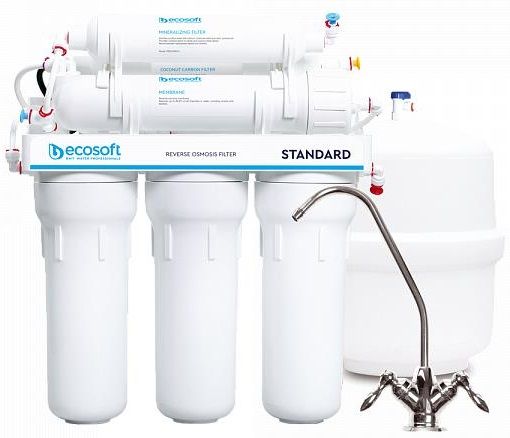 Фільтр зворотного осмосу Ecosoft Standard 6-50M з мінералізатором, мембрана 50gpd, кран капля, дренаж 1:2