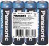 Батарейка Panasonic GENERAL PURPOSE вугільно-цинкова AA(R6) плівка, 4 шт.