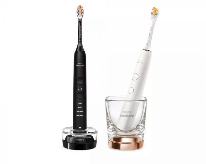 Щітка зубна електр. Philips, Sonicare DiamondClean 9000 Series, набір , 62т. колив/хв, насадок-1, 2 шт в наборі, 1зарядн.стакан+зарядка, чорний, білий