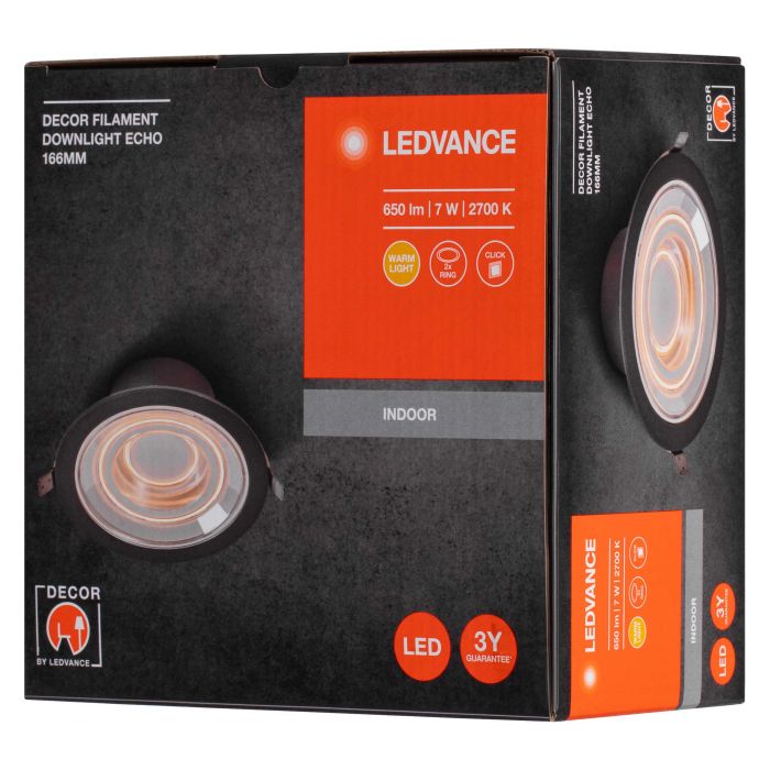 Світильник даунлайт LEDVANCE Decor Filament Echo 7Вт 650Лм 2700K 166мм сірий