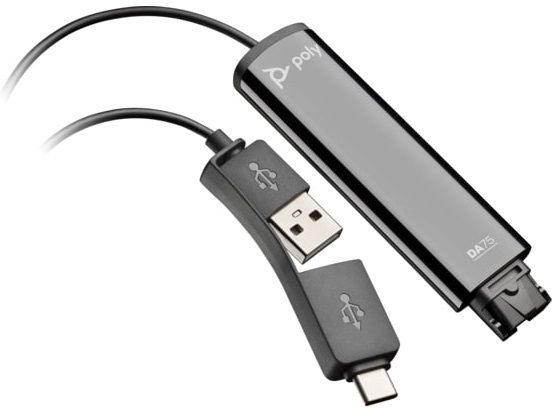 Перехідник Poly DA75 USB > QD для гарнітур EncorePro, USB-A, USB-C, чорний