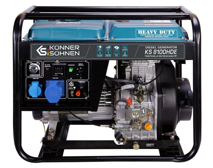 Генератор дизельний Konner&Sohnen KS 8100HDE (EURO V), 230В, 6.5кВт, електростартер, 117кг