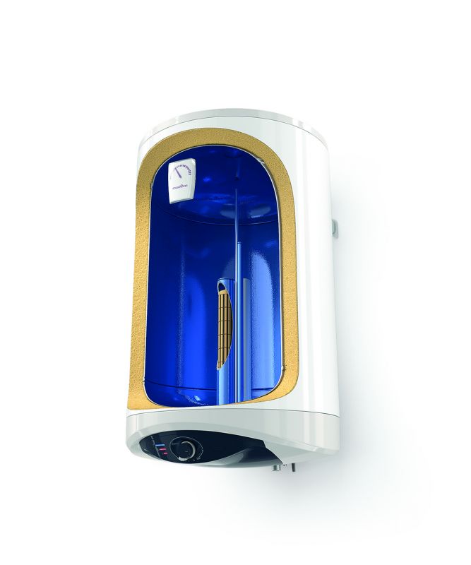 Водонагрівач електр. TESY Modeco Ceramic S круглий із теплообмінником GCV6S 804724D C21 TS2RCP, 80л, 2,4кВт, сухий тен, мех. кер-ння, B, білий