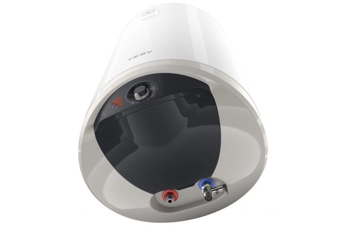 Водонагрівач електр. TESY Modeco Ceramic круглий із теплообмінником GCV9SL 1004724D C21 TS2RCP, 100л, 2,4кВт, сухий тен, мех. кер-ння, підключення з лівого боку B, білий