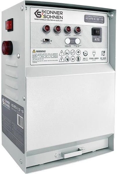 Блок автоматичного введення резерву (АВР) Konner&Sohnen KS ATS 4/32-15, 230-400В, 64А, 32А, 14-21кВт, 5.5кг