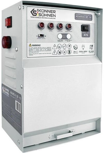 Блок автоматичного введення резерву (АВР) Konner&Sohnen KS ATS 4/32-12, 230-400В, 14кВт, 64А, 21кВт, 32А, 5.5кг