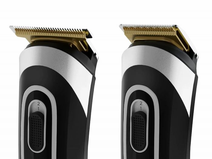 Тример Rowenta Trim & Style, для бороди, вусів, голови и тіла, мережа+акум., роторний мотор, насадок-11, чохол, титан.напил., чорно-сріблястий