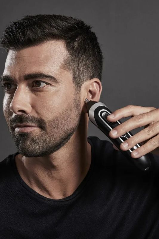 Тример Rowenta Trim & Style, для бороди, вусів, голови и тіла, мережа+акум., роторний мотор, насадок-11, чохол, титан.напил., чорно-сріблястий