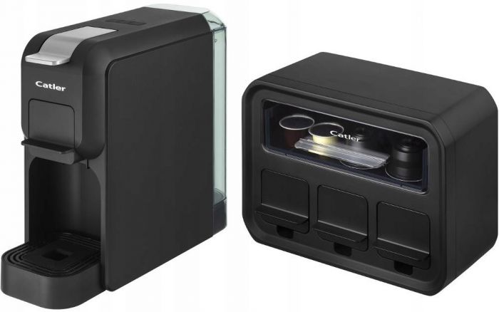 Кавоварка Catler капсульна Porto 0.8л, капсули, мелена кава, механічне керування, + бокс для адаптерів та капсул, чорний