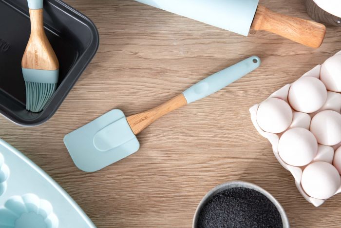 Лопатка ARDESTO Tasty Baking, 26.7см, силікон, дерево, блакитний