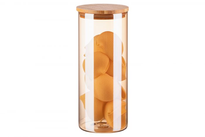 Банка для зберігання ARDESTO Golden Moon, 1000мл, скло, бамбук, кругла, золотистий