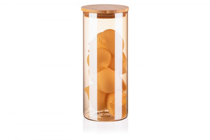 Банка для зберігання ARDESTO Golden Moon, 1000мл, скло, бамбук, кругла, золотистий