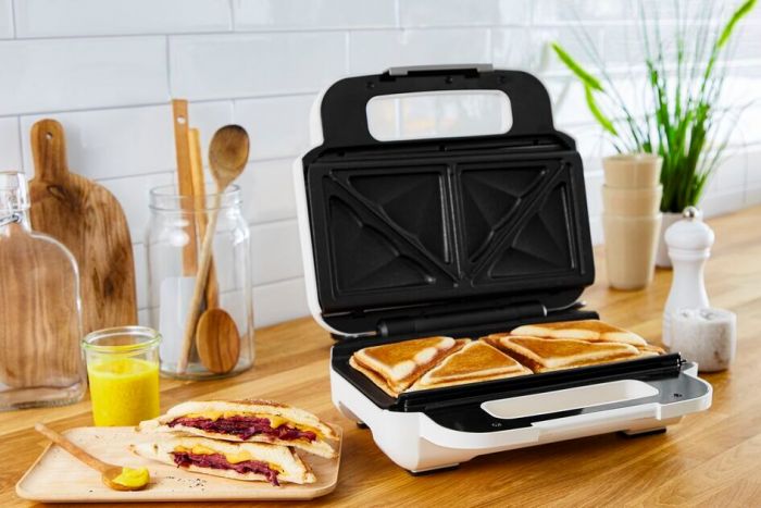 Мультимейкер Tefal Snack XL 850Вт, тефлон, 3 пластини, корпус-пластик, біло-чорний