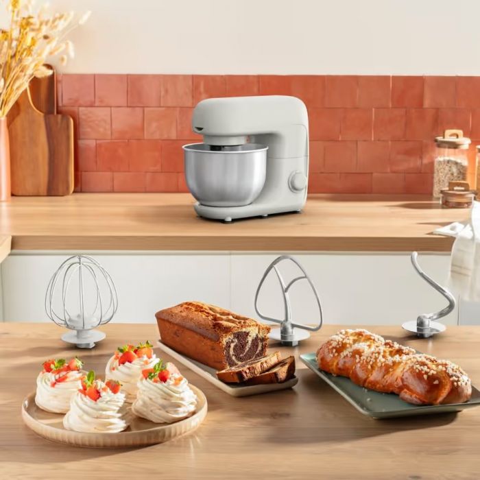 Міксер Tefal планетарний Bake Essential 800Вт, насадки-3, чаша-нерж., метал, 4.8л, білий