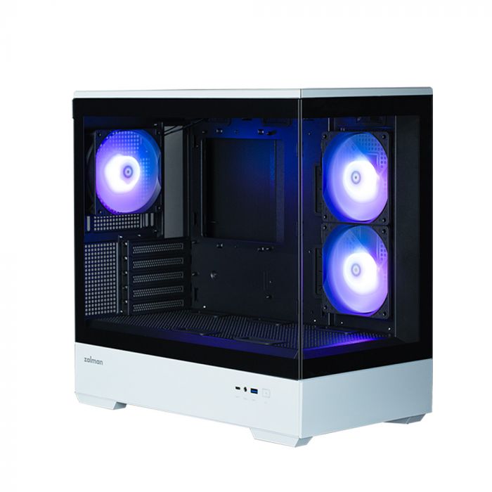 Корпус Zalman P30 без БЖ, 1xUSB3.0, 1xUSBType-C, 3x120мм ARGB, VGA 420мм, LCS ready, TG Side Panel, mATX, чорний/білий