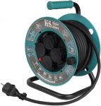 Подовжувач мережевий Konner&Sohnen KS CR-15M, 15м, 4xТипF, 16A, на котушці, чорний
