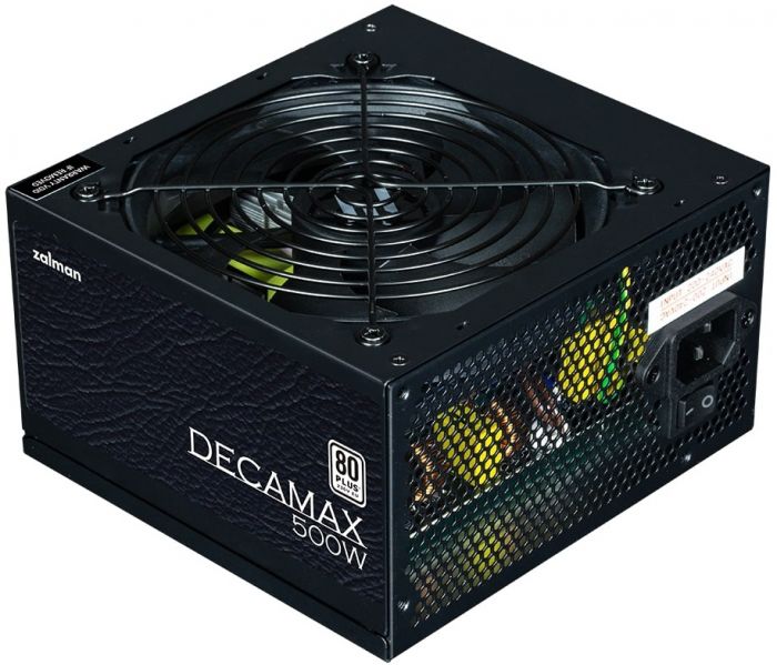 Блок живлення Zalman Decamax  (500W) 85%, 80 Plus, 120мм, 1xMB 24pin(20+4), 1xCPU 8pin(4+4), 3xMolex, 4xSATA, 2xPCIe 8pin(6+2)