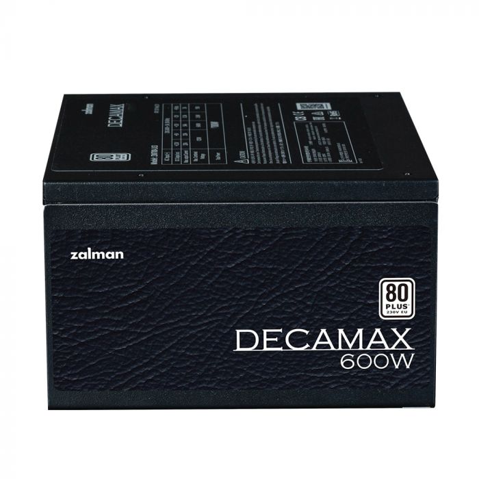 Блок живлення Zalman Decamax  (600W) 85%, 80 Plus, 120мм, 1xMB 24pin(20+4), 1xCPU 8pin(4+4), 3xMolex, 6xSATA, 2xPCIe 8pin(6+2)