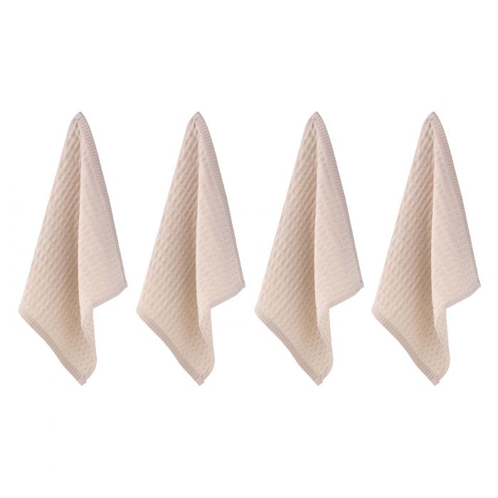 Набір рушників для кухні Ardesto Pique 30x30см, 4шт, 100% бавовна, молочний