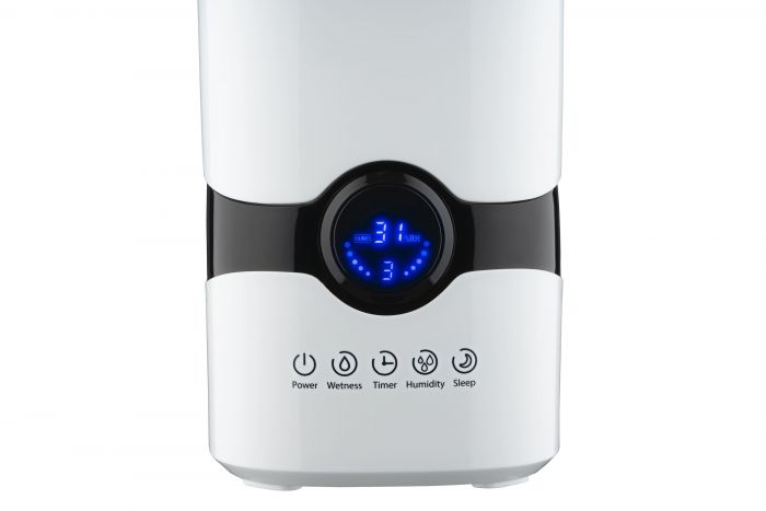 Зволожувач повітря ARDESTO USH-M-LCD-4L-W ультразвуковий, 40м2, 4л, 300мл/г, електр. кер-ння, пульт ДК, верх. залив води, білий