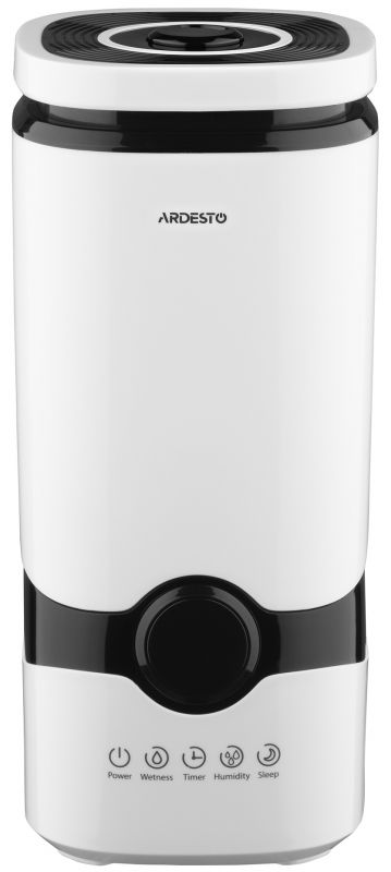 Зволожувач повітря ARDESTO USH-M-LCD-4L-W ультразвуковий, 40м2, 4л, 300мл/г, електр. кер-ння, пульт ДК, верх. залив води, білий