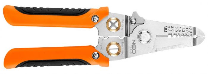 Кліщі обтискні Neo Tools, для обтиску наконечників 0.8-3.2мм кв., 180мм