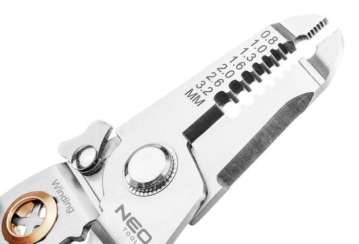 Кліщі обтискні Neo Tools, для обтиску наконечників 0.8-3.2мм кв., 180мм