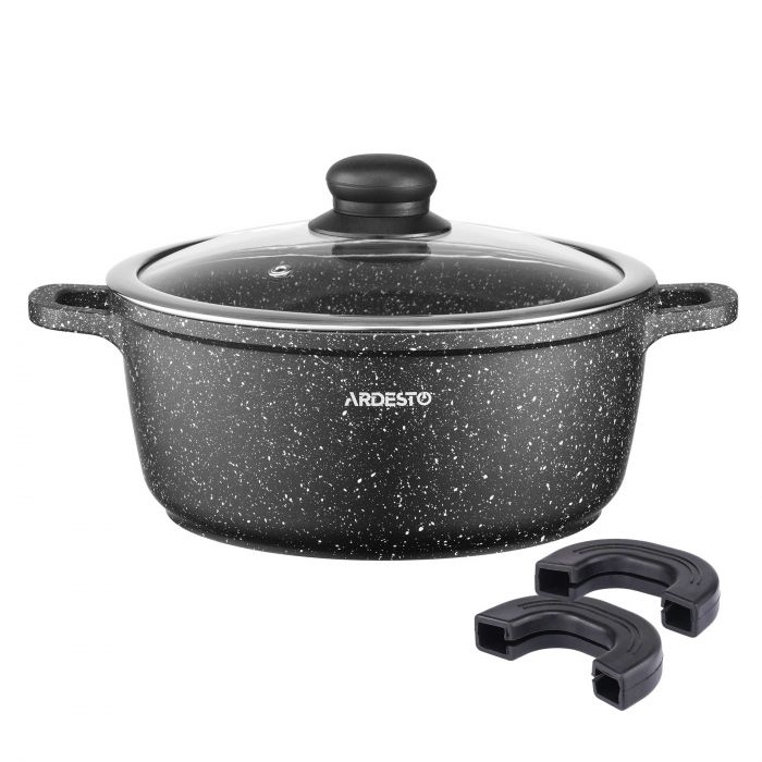 Каструля зі скляною кришкою ARDESTO Gemini Anzio, 5л, алюміній, чорний