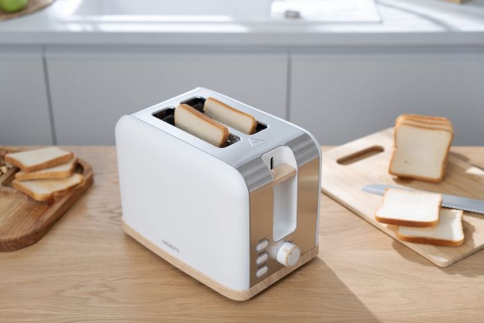 Тостер ARDESTO Wood Modern, 800Вт, метал, 2 слоти, білий