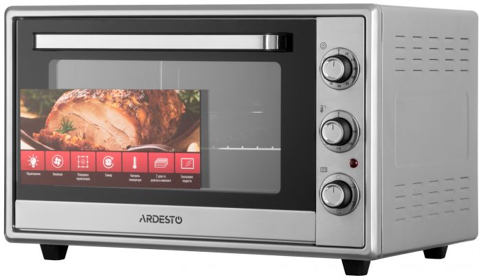 Піч електрична ARDESTO, 60л, 2000Вт, механіч., конвекція, подвійне скло, сірий