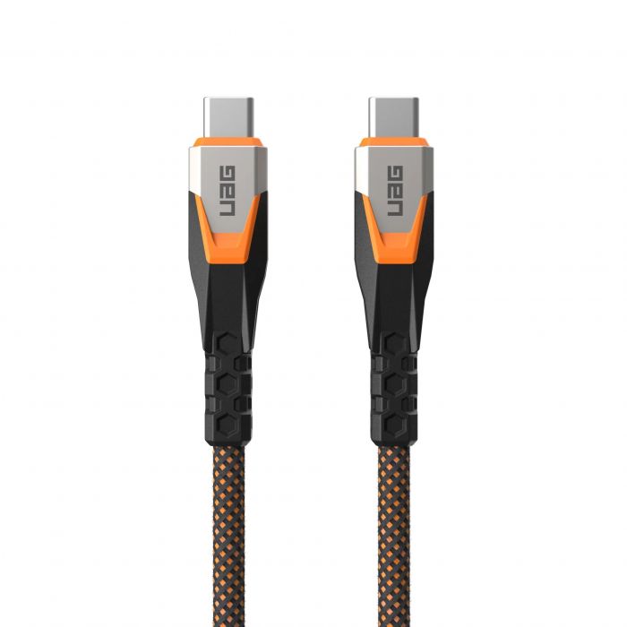 Кабель USB-C > USB-C 3.2 заряджання/синхронізації UAG 0.75м, 240Вт, Type-C, Rugged Double Braided Nylon, Black/Orange