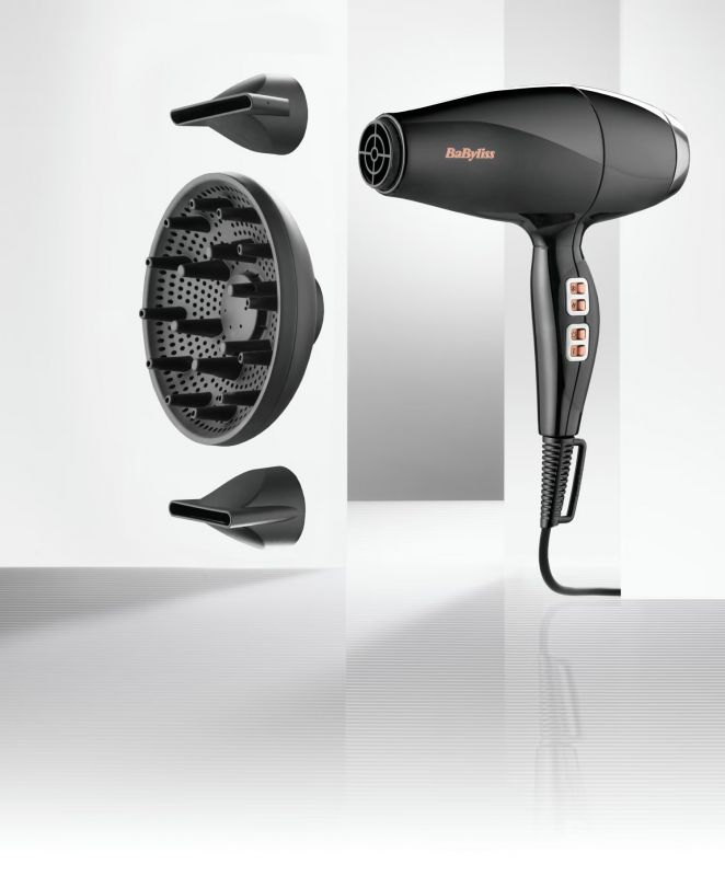 Фен Babyliss Air Power Pro, 2300Вт, 3 режими, дифузор, іоніз-я, хол. обдув, кераміка, чорно-рожевий