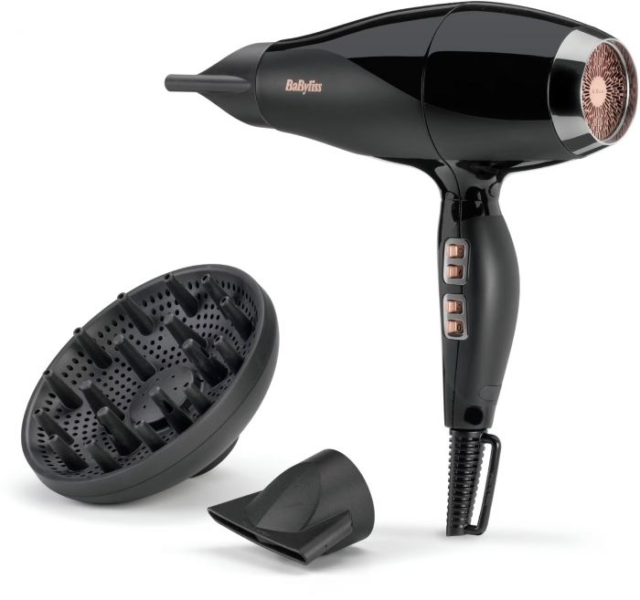 Фен Babyliss Air Power Pro, 2300Вт, 3 режими, дифузор, іоніз-я, хол. обдув, кераміка, чорно-рожевий