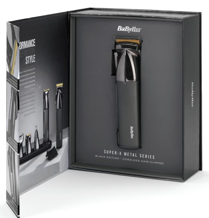 Машинка для стриження  Babyliss Super-X Metal Series, акум., насадок-12, сталь з графітовим покриттям, чорно-сріблястий