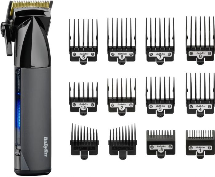 Машинка для стриження  Babyliss Super-X Metal Series, акум., насадок-12, сталь з графітовим покриттям, чорно-сріблястий